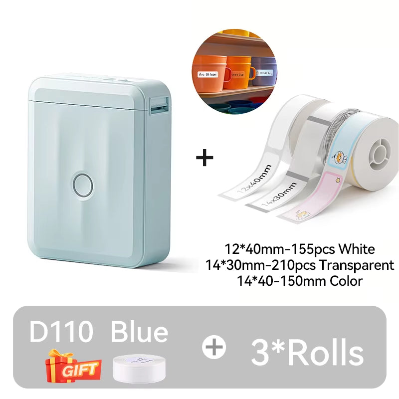 Mini Portable Thermal Label Printer. Smart Label Maker with Tape for Office Home Kitchen School