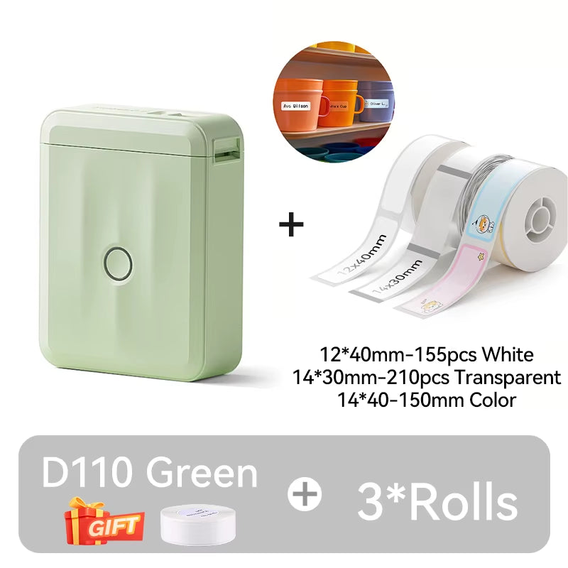Mini Portable Thermal Label Printer. Smart Label Maker with Tape for Office Home Kitchen School