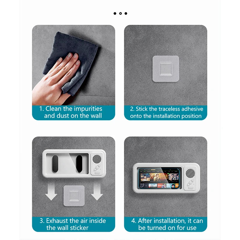 Showering Waterproof Phone Case with Bluetooth Speaker Wall Mount Phone Holder