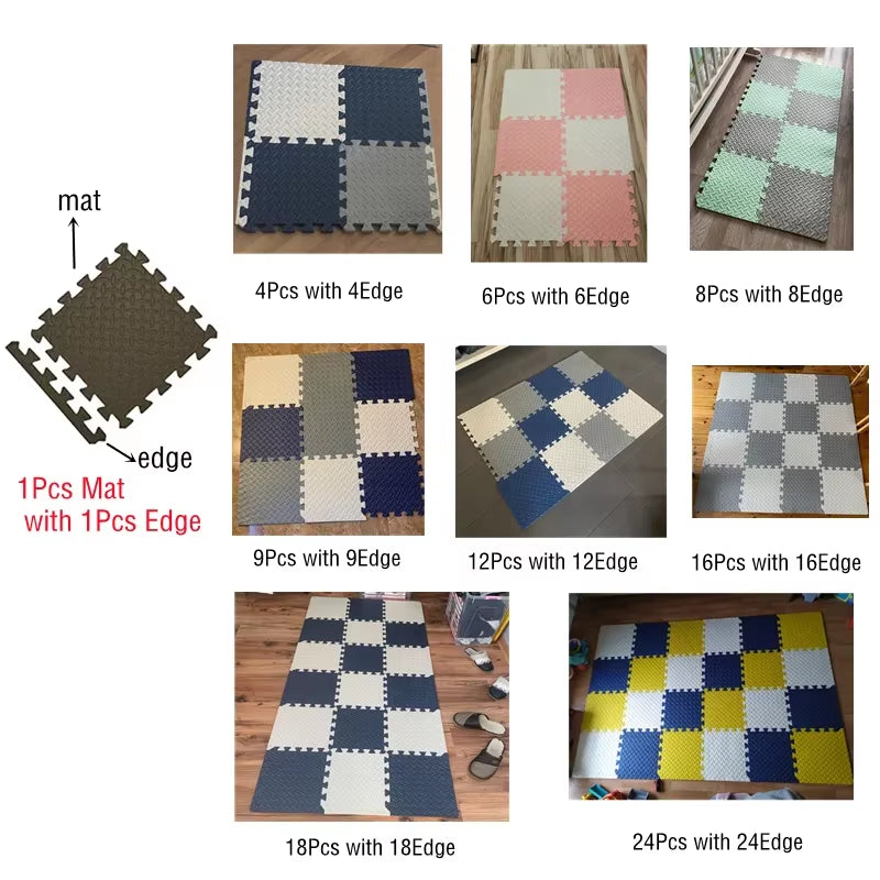 16Pcs Foam Baby Play Mat Puzzle Mat Kids Interlocking Exercise Tiles Rugs Puzzle Floor Tiles Toy Carpet Soft Carpet 30*30*1Cm
