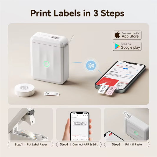 Mini Portable Thermal Label Printer. Smart Label Maker with Tape for Office Home Kitchen School