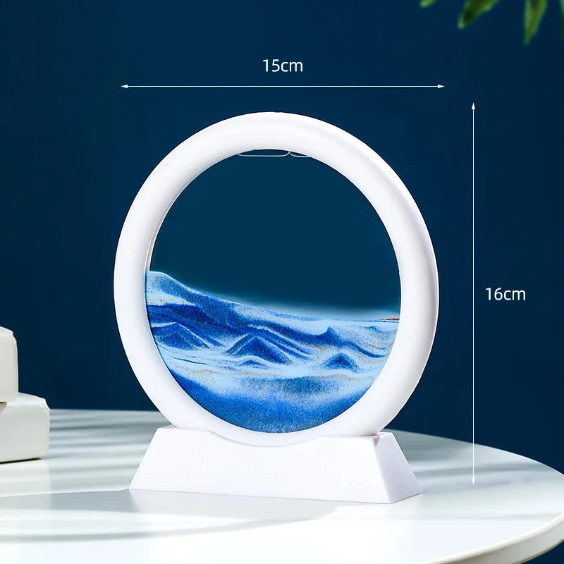 Sandscape Moving Sand Art Frame Quicksand 3D Dynamic Liquid Hourglass Kinetic Sand Painting Flowing Sand Office Home Decor Gifts