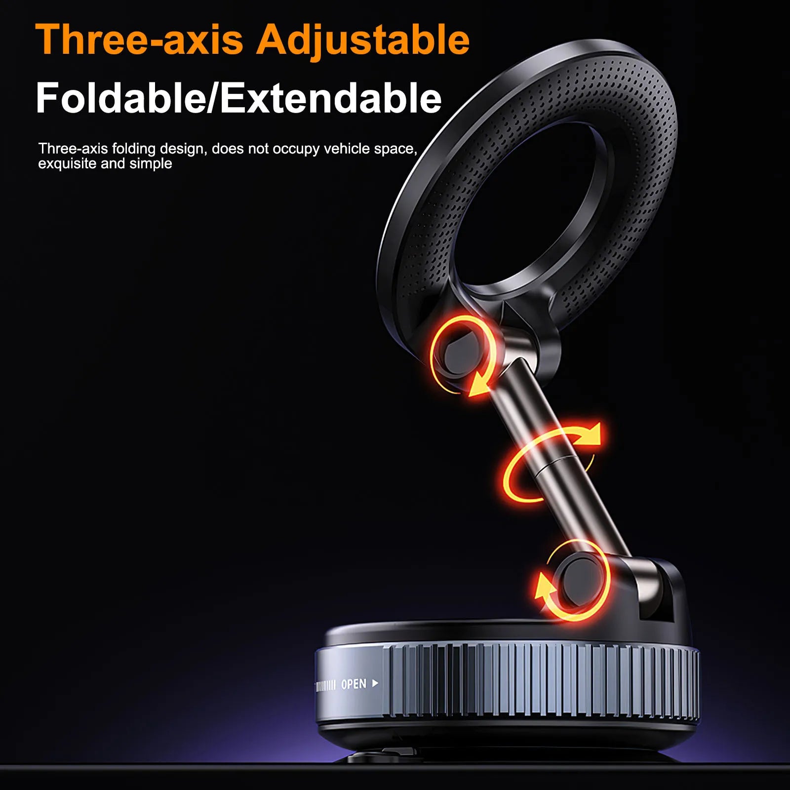 Magnetic Car Phone Holder Stand Foldable Vacuum Magnetic Holder Strong Suction Iphone Stand