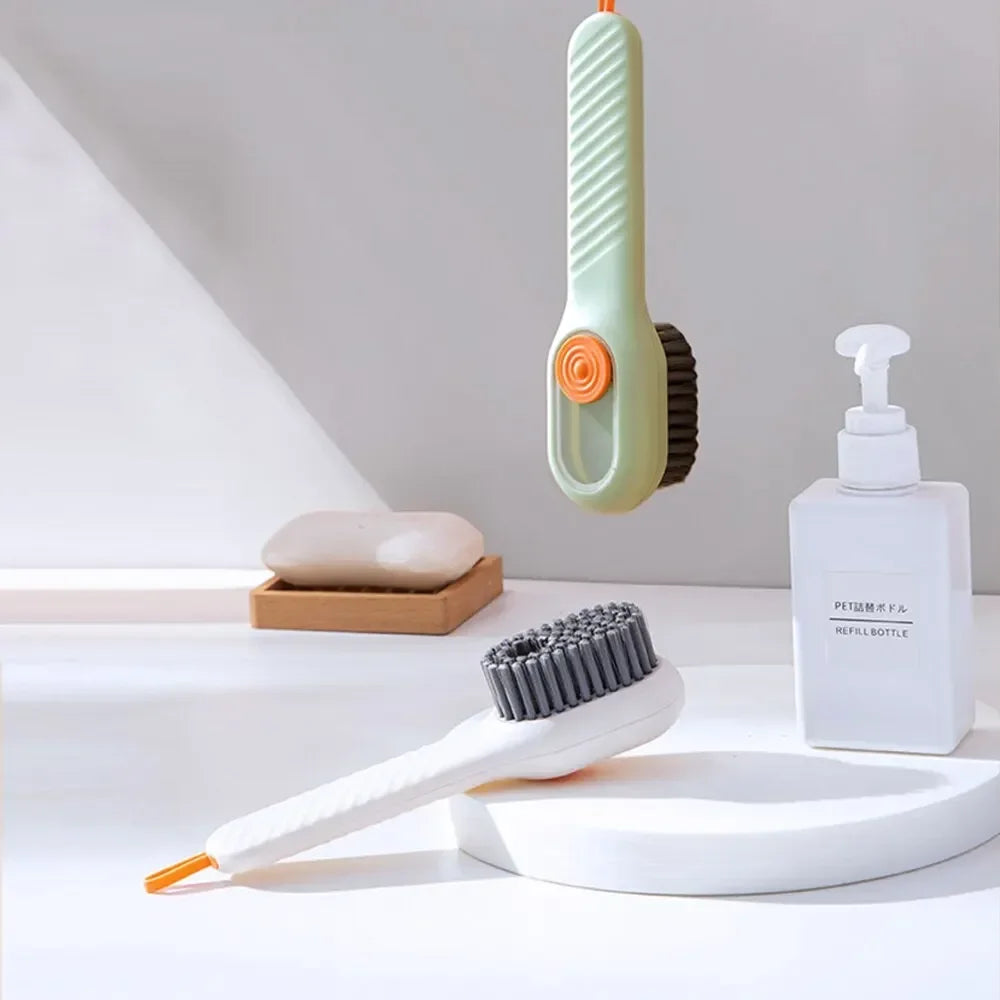 Multifunction Cleaning Shoe Brush Soft Automatic Liquid Shoe Brush Long Handle Clothes Soap Brush with Hook Clean Tool