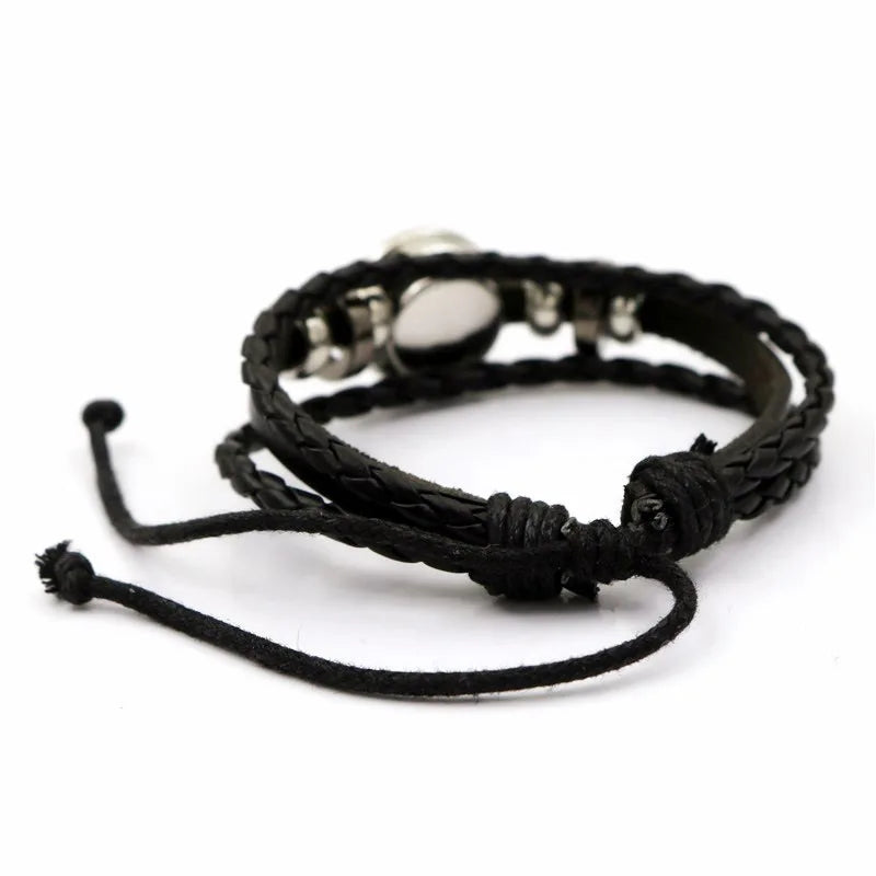 Couple Jewelry Gifts Sun Moon Couple Leather Bracelet Hot Selling Item Noctilucent Handmad Weave Bracelets 