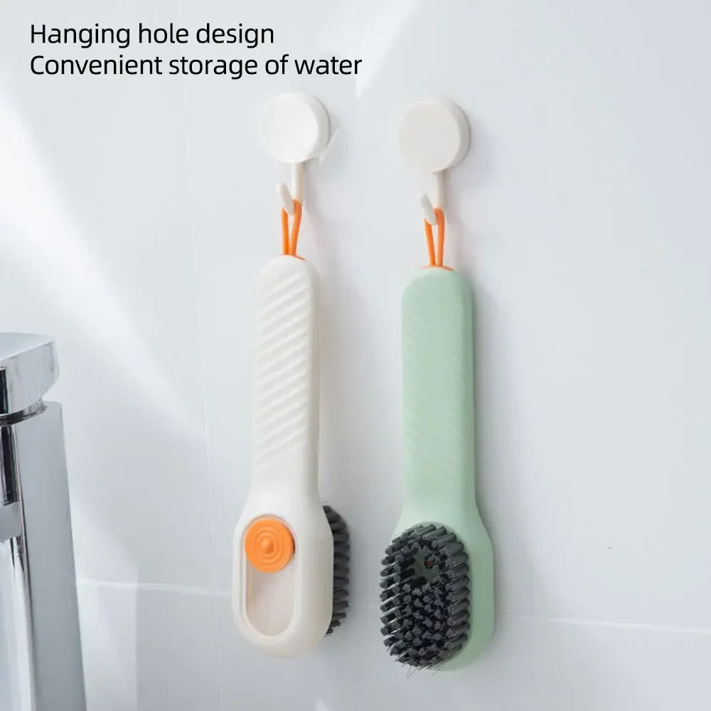 Multifunction Cleaning Shoe Brush Soft Automatic Liquid Shoe Brush Long Handle Clothes Soap Brush with Hook Clean Tool