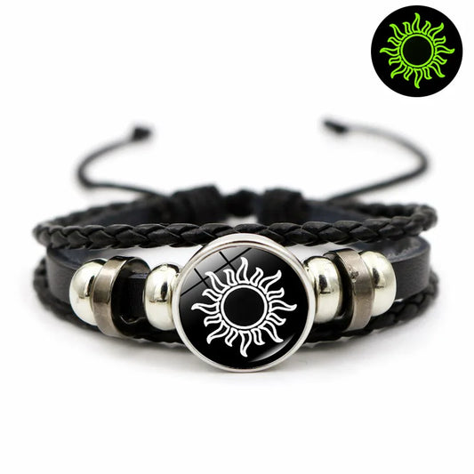 Couple Jewelry Gifts Sun Moon Couple Leather Bracelet Hot Selling Item Noctilucent Handmad Weave Bracelets 