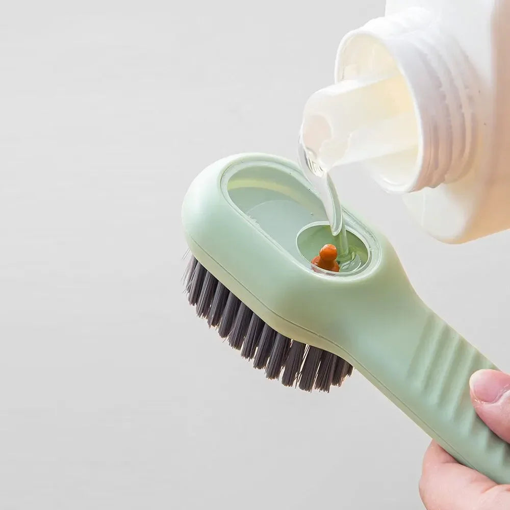 Multifunction Cleaning Shoe Brush Soft Automatic Liquid Shoe Brush Long Handle Clothes Soap Brush with Hook Clean Tool