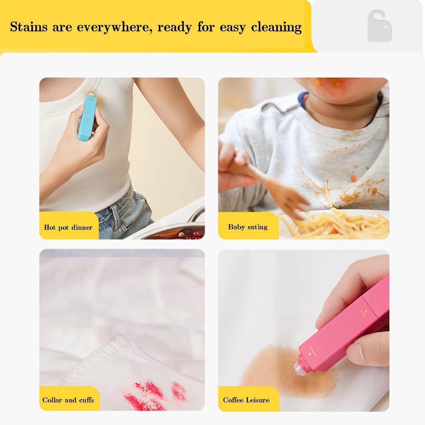 White Clothes Stain Remover Pen Strong Portable Waterless Tant Oil Stain Remover Pen Washing Free Grease Removal Easy to Use