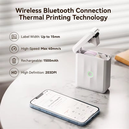 Mini Portable Thermal Label Printer. Smart Label Maker with Tape for Office Home Kitchen School